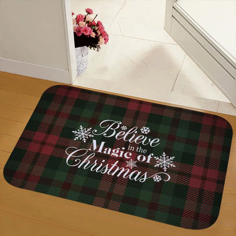

12 Styles christmas Series Rug Anti-slip Carpet 40x60CM 3D Flannel Santa Floor Mat Home bathroom Decoration Door Mats