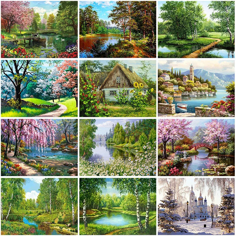 

Diy Diamond Painting Autumn Forest Scenery 5D Full Square Rhinestone Embroidery Diamond Art Picture of Rhinestones Home Decor