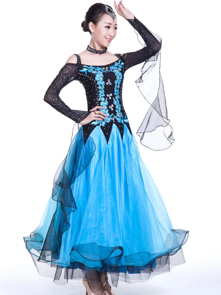 Женские платья для конкурса бальных танцев с длинным рукавом современные