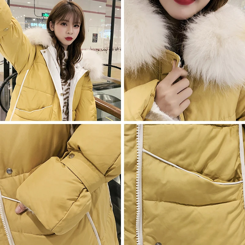 X-Long Women Winter Jacket Cotton Padded Warm Thicken Ladies Big pocket Long Coats Parka Womens Jackets