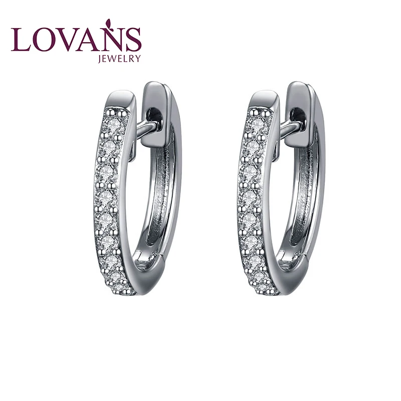 

LOVANS 925 Sterling Silver Stud Clip Women Earrings Female Round Earrings Wedding Party Jewelry Pendientes Brincos GW Mujer