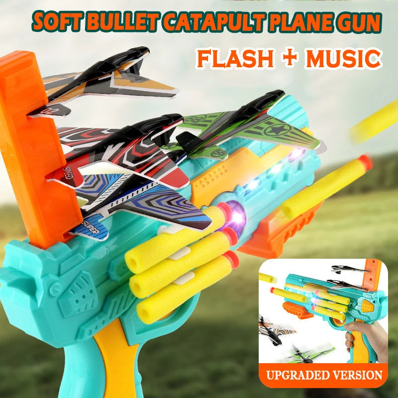 

Catapult Plane Airplane Dart Launcher Bubble Guns weapons Outdoor Games Garden Child Sports Shooting Antistress Fidget For Kids