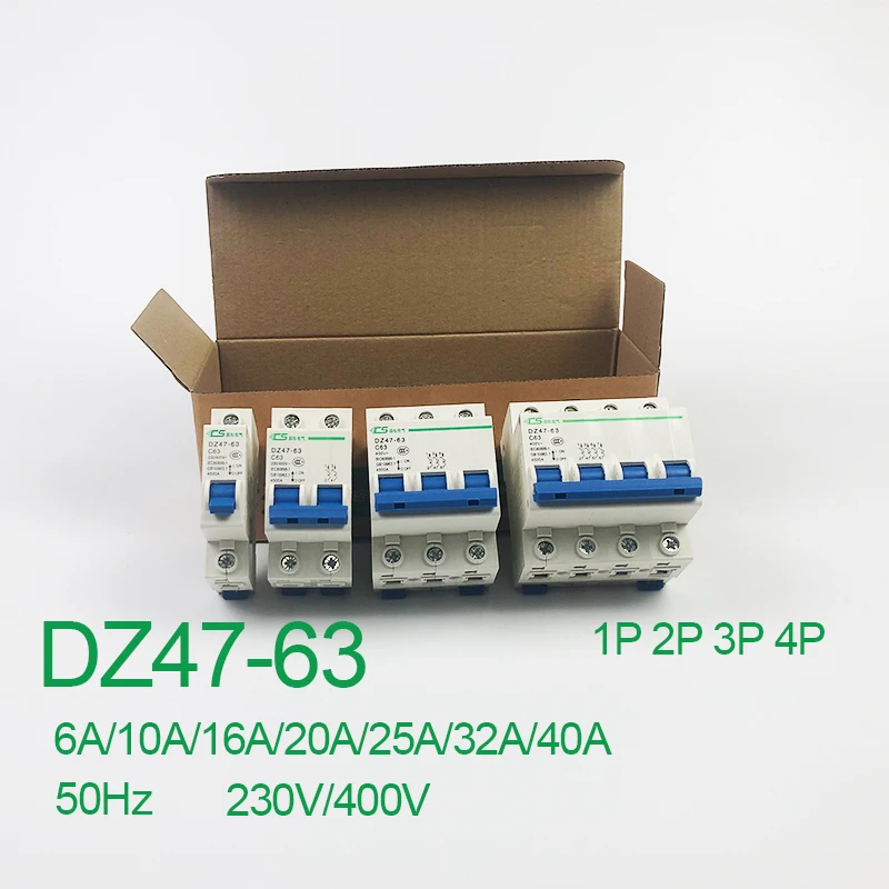 DZ47 63 C 4P 6A 10A 16A 20A 25A 32A 40A Мини выключатель AC400V вырез переключатель миниатюрный
