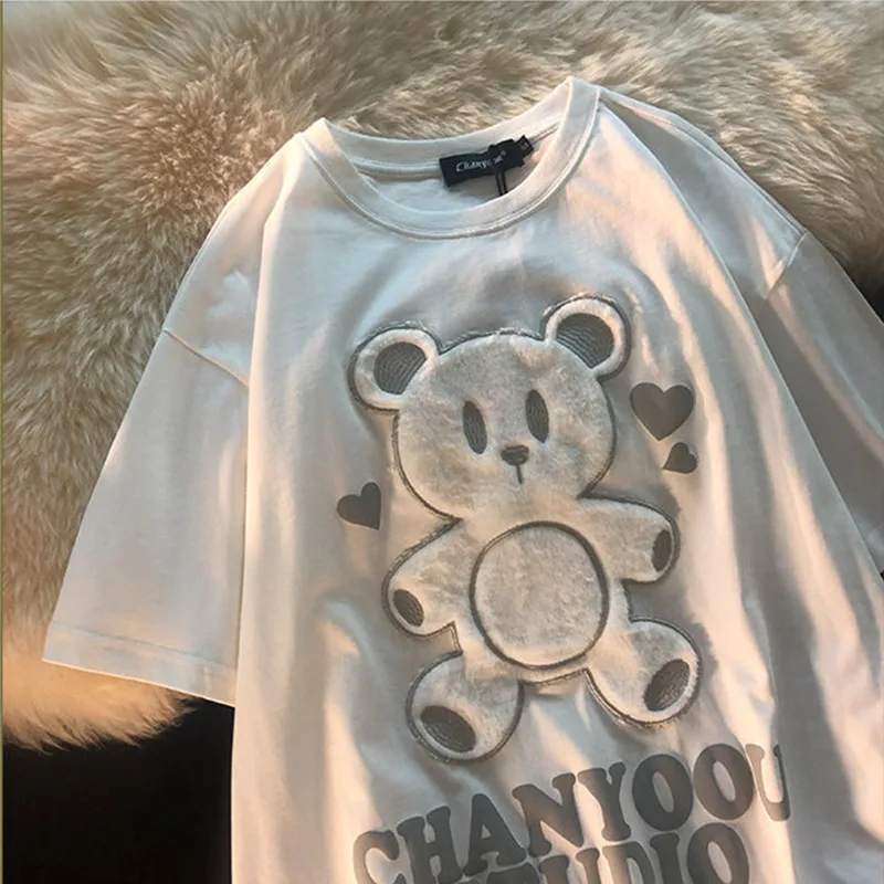 Хлопковая футболка с коротким рукавом для пары летние свободные рубашки женщин