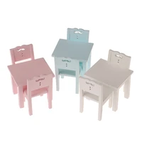 1set 112 dollhouse miniature furniture wooden dining table chair model set simulation dollhouse accessory decoration