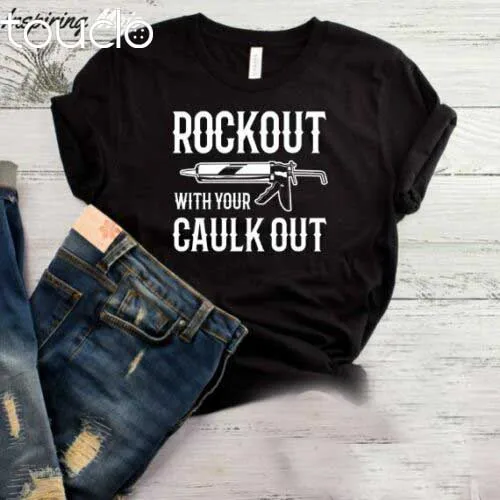 

Новая футболка Rockout с вашим уплотнением, забавная футболка, подарок, строительный работник, B унисекс