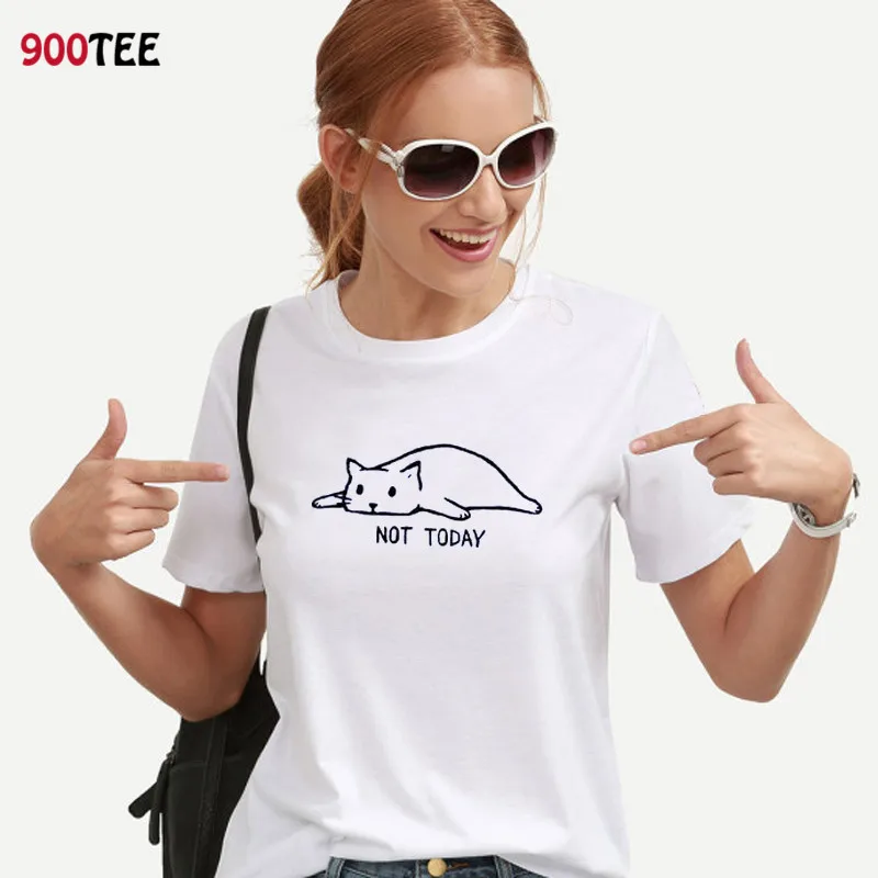 Футболка с принтом кота Женская хлопковая свободная большого размера|Футболки| |