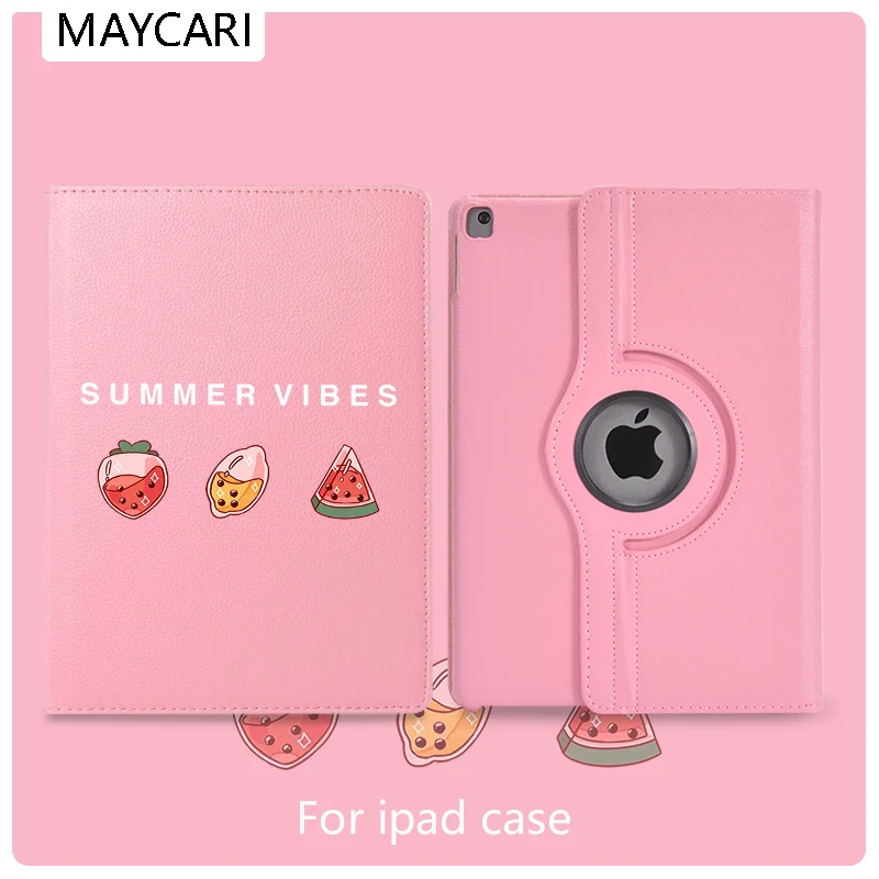 

Summer Fruits For iPad Air 3 Case 360° Rotatable Leather Back Cases Protective Cover iPad 7th Generation Case Mini 1 2 3 Funda