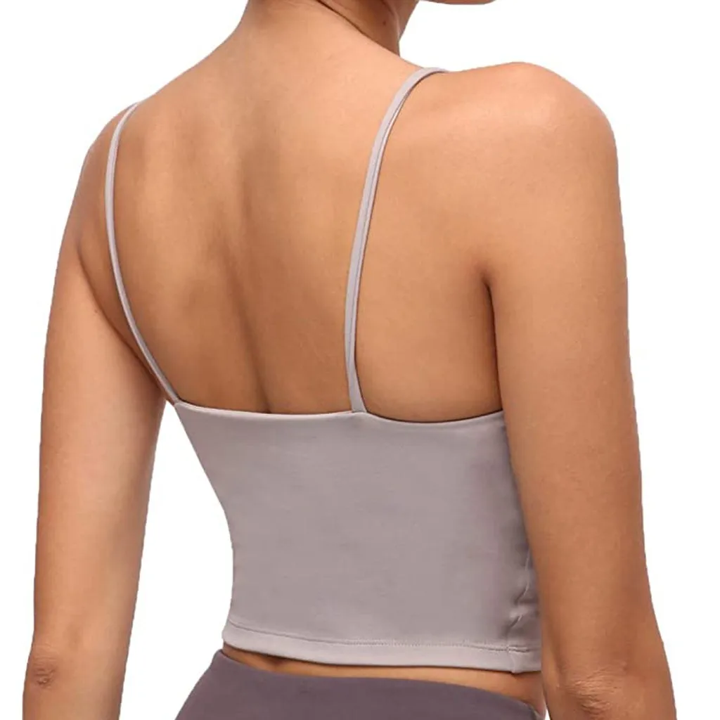 

Fashion Summer Sexy Top Women Vest Sleeveless Shirt U-neck Casual Solid Color Harajuku Ladies Chest Pad Movement Short Tank Tops