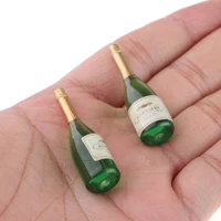 2pcs 112 dollhouse miniatures glass wine bottles plastic set liquor bottle miniature champagne bottle model accessory
