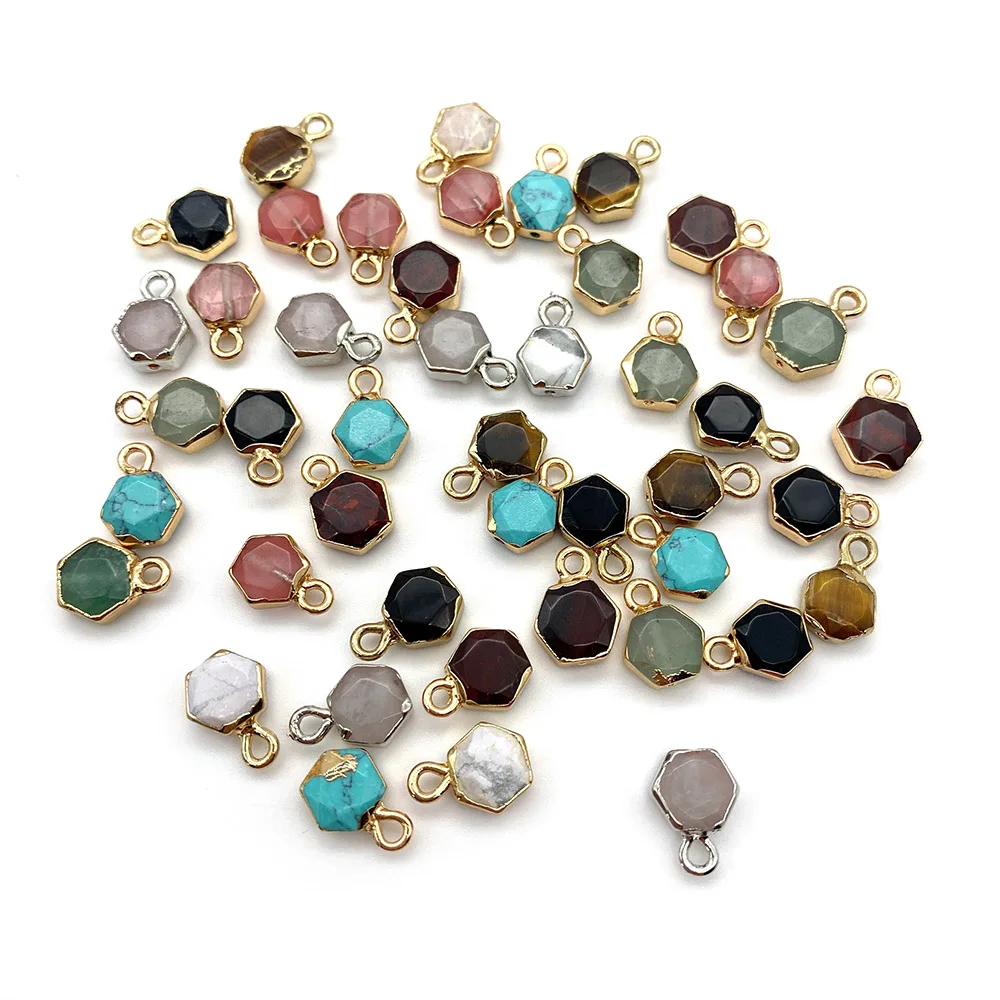 

1pcs Small Pendant Natural Stone Hexagonal DIY Jewelry Making Necklace Earrings Accessories Charm Pendant Jewelry Exquisite