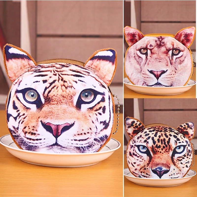 Чехол на молнии с изображением животного тигра кошелек сумка для макияжа и багги