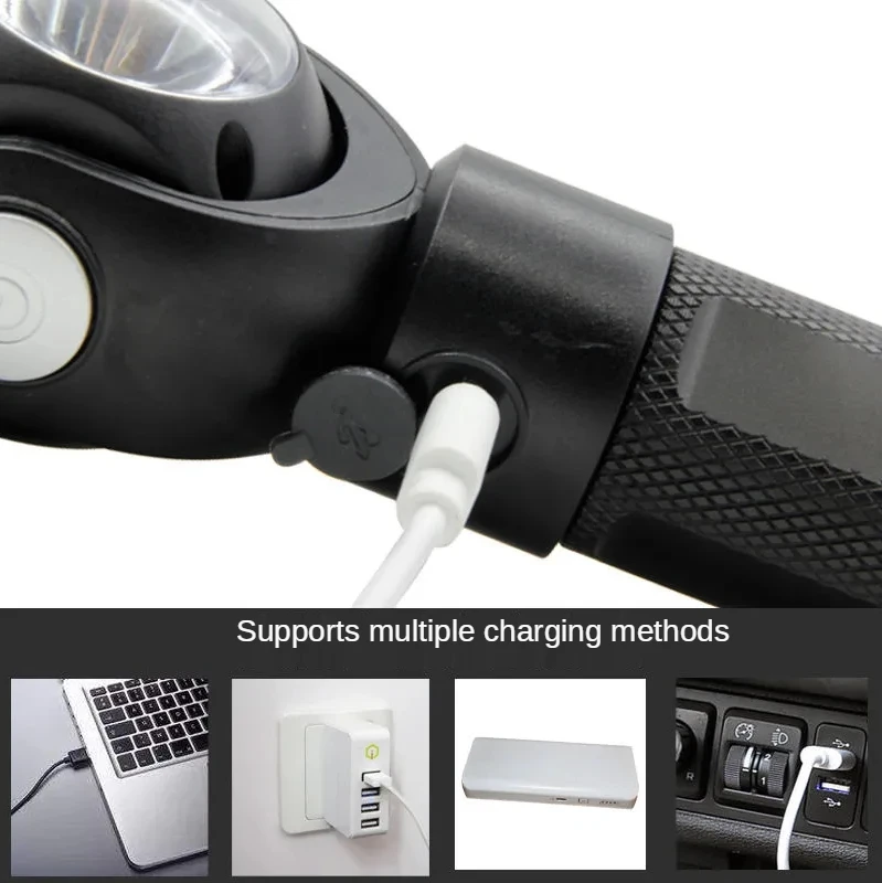 Вращающийся фонарь USB зарядка сильный свет 26650 Ультра-яркий в линии