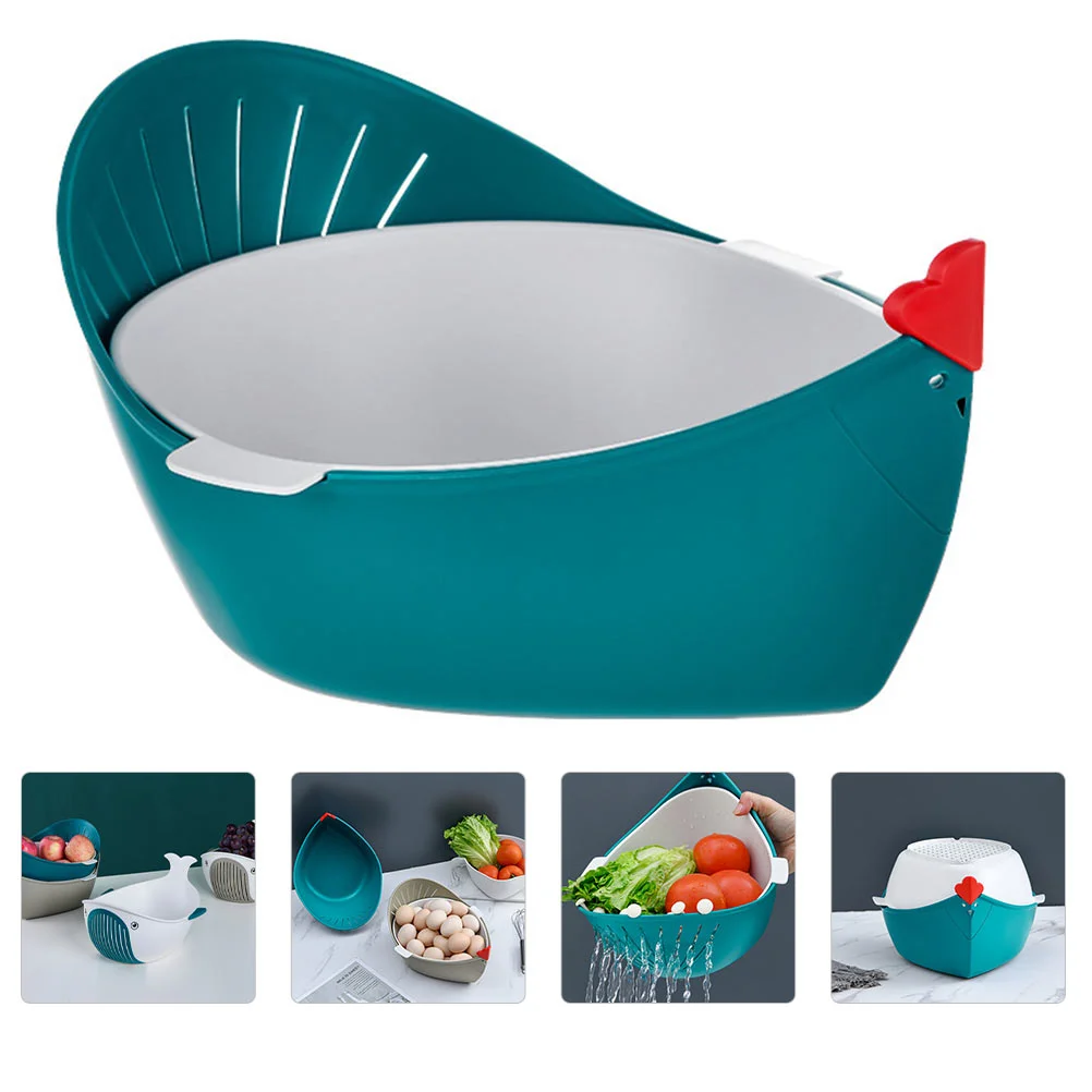 

1pc Creative Double-layer Drain Bowl Kitchen Fruit Vegetable Drying Basket