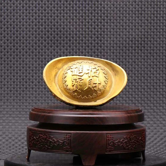 

LAOJUNLU Pure Copper Lucky Yuanbaos Feng Shui Ornaments Nacai Longfeng Chengxiang Jin Yuanbao, Large Lots of gold