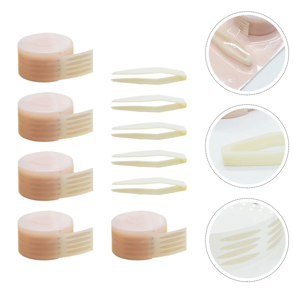 

5 Sets Invisible Double Eyelid Tape Self-Adhesive Eyelid Stickers with Tweezers