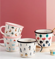 ceramic travel retro mugs fashion breakfast minimalist creativity high quality couples coffee mugs modern design tazas mug bc50m