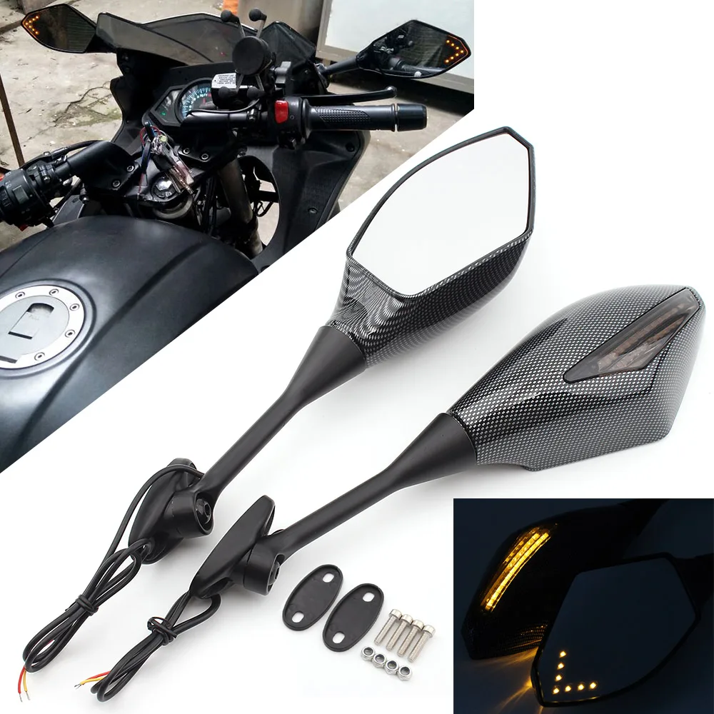 

Motorcycle Rearview Mirror Fairing led moto Side Mirrors Turn Signal Light For Honda CBR 250 300 500R 600 1000RR for Suzuki GSXR