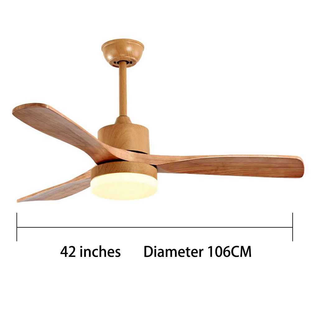 

42 inch LED ceiling fan remote control wooden Home fans with light 24w 220v retro living room dining bedroom dimming cooling fan