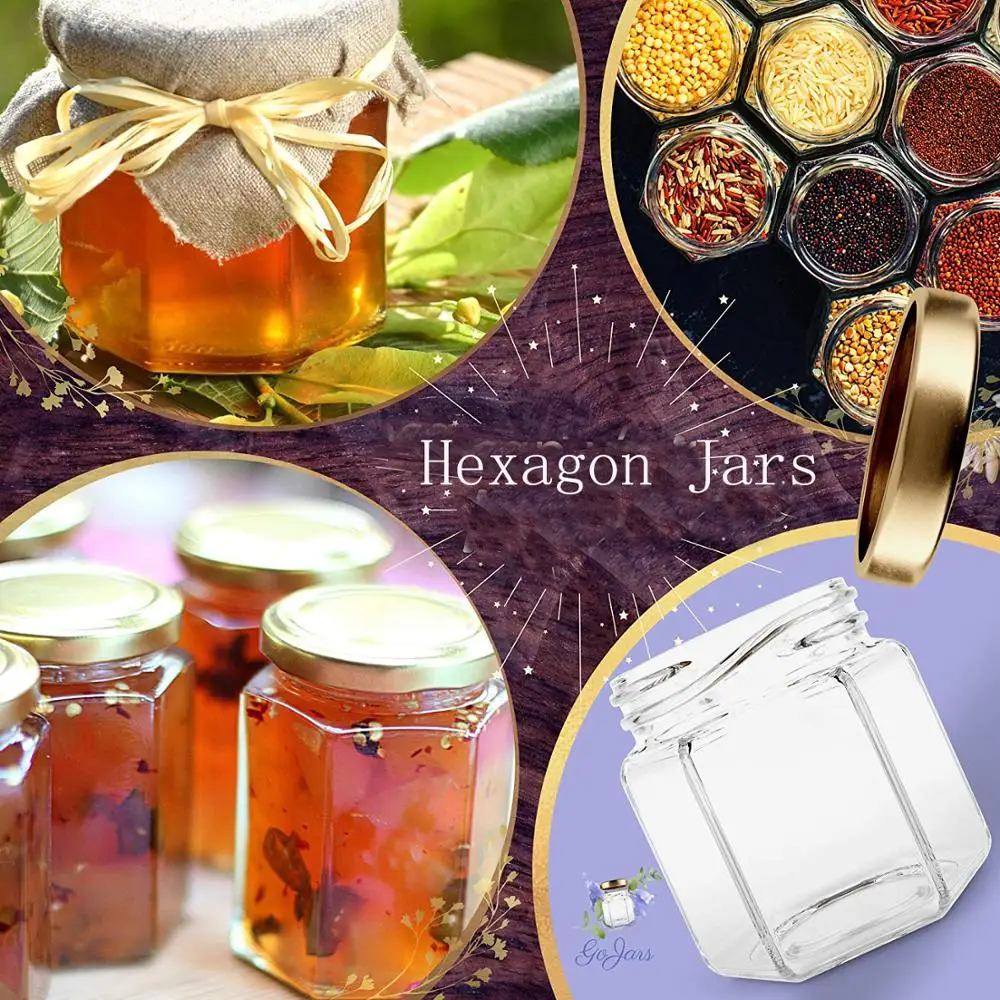 Шестигранные стеклянные банки для пищевых продуктов премиум класса. Мини с