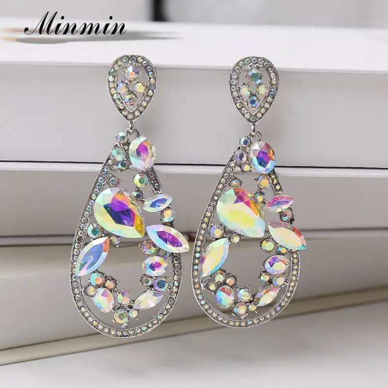 Minmin романтические длинные висячие серьги капли с кристаллами модные свадебные