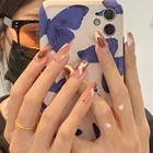24 шт. съемные накладные ногти с модным дизайном короткие накладные ногти для балерины полное покрытие накладные ногти для дизайна ногтей Нажмите на ногти с клеем
