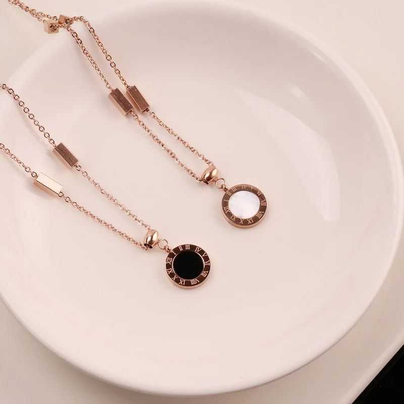 Женская двухсторонняя цепочка до ключиц модное ювелирное украшение в виде диска