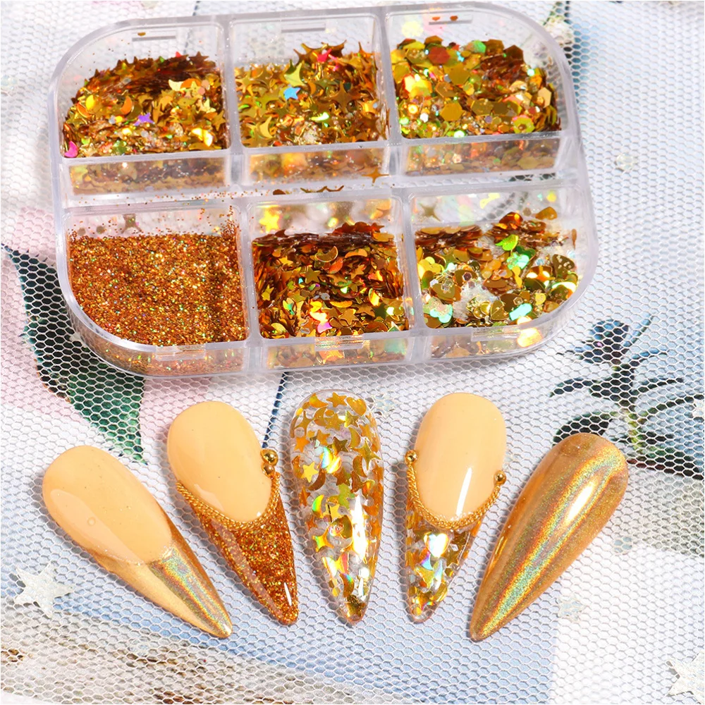 

3 Boxes Nail Art Glitter Powder Irregular DIY Manicure Shimmering Powder