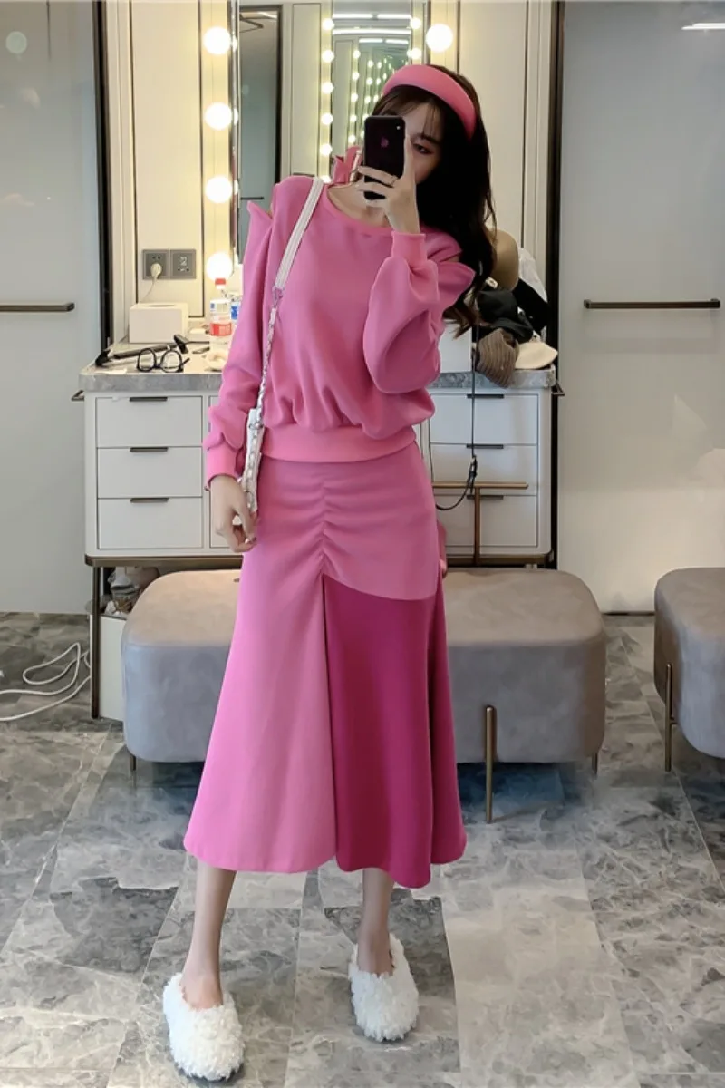 Женский костюм новый корейский Свободный свитер с длинными рукавами