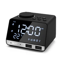k11 bluetooth compatible 4 2 radio alarm clock speaker with 2 usb ports led digital alarm clock home decration table clock eu