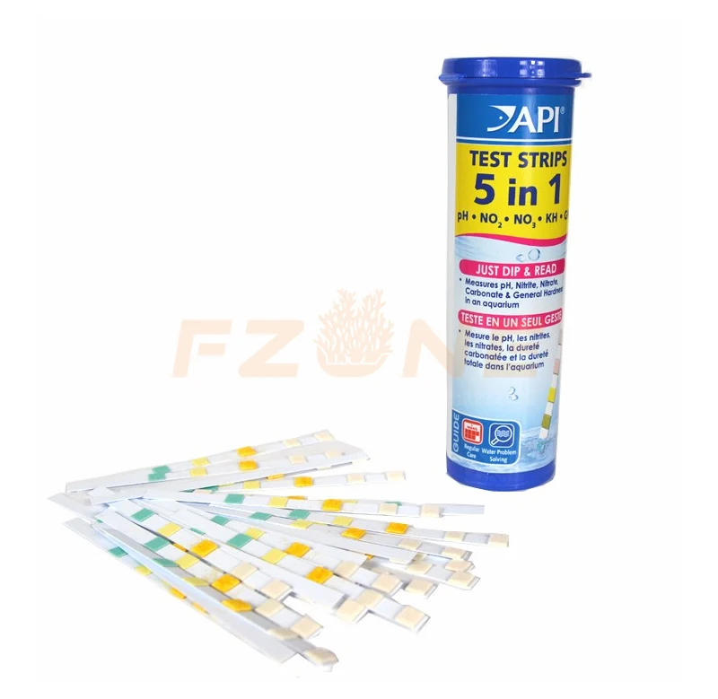 25 шт. API 5 в 1 тест-полоски для аквариума-тест s PH, NO2, NO3, KH, GH(25 тест-полоски