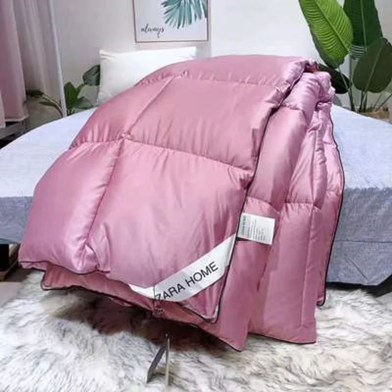 Роскошное и теплое одеяло из 100% гусиного пуха Стеганое удобное хлопковое зимнее