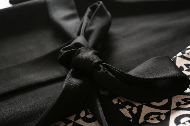 Ретро контрастный v образный вырез элегантный и благородный пояс на талии