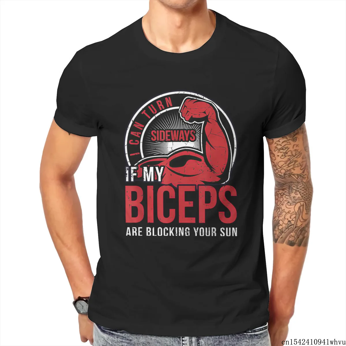 

I Can Turn Sideways If My Biceps Are Blocking Your Son Short Sleeves Unisex Summer Trend Lycra O-neck Casual Men T-shirt M-5XL