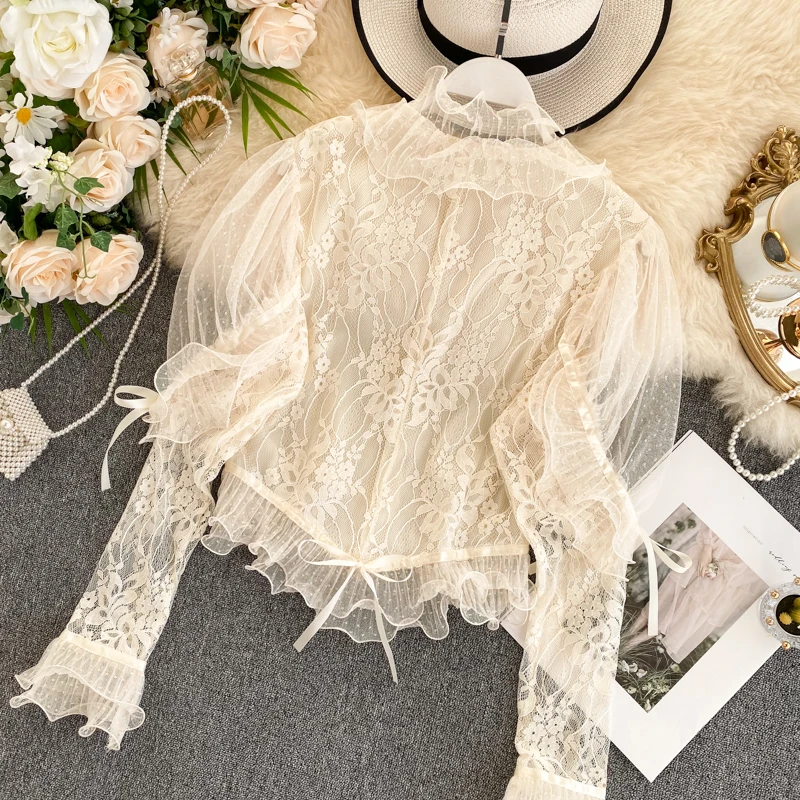 Весна 2020 новинка Женская газовая блузка с v образным вырезом и рукавами