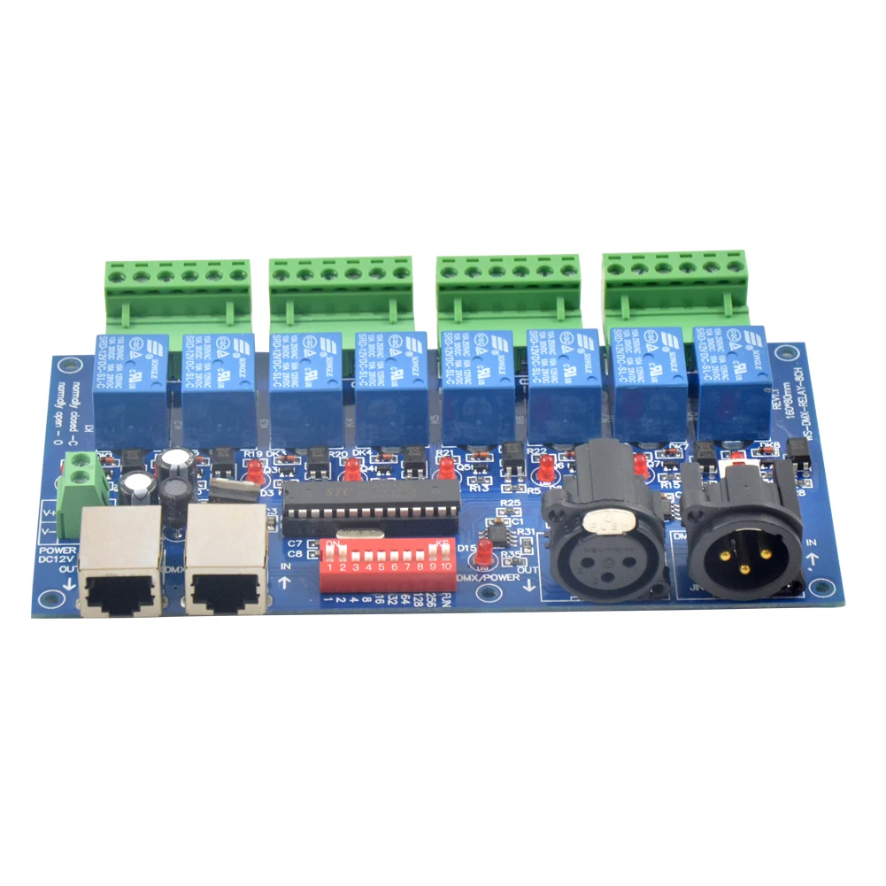 8CH реле dmx512 Управление Релейный выход DMX512 8way релейный переключатель (max 10A)