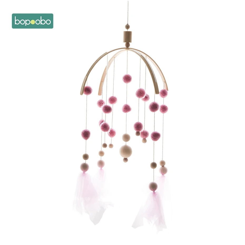 Pink Tassel Bopoobo 1 набор силиконовых бусин для малышей, передвижные погремушки для птиц из бука, гирлянда из шариков, детская кровать, подвесной декор, детские товары для кормления - Цвет: Pink Tassel