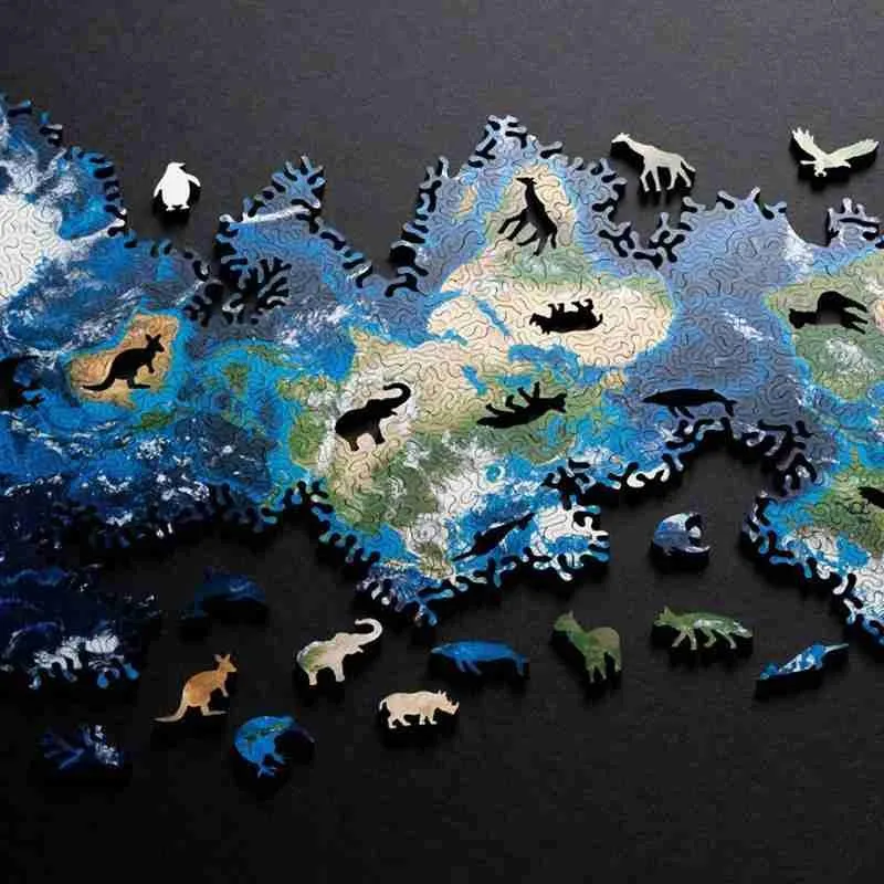 

New Earth Universe Shape Jigsaw Puzzle Wooden Puzzle Infinite Loop Specific Diy Board Game Kids Adult Decompression Toys
