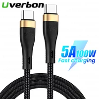 5a 100w pd fast charging cable type c to type c nylon braided charging cable for xiaomi samsung s20 quick charge usb c data cord