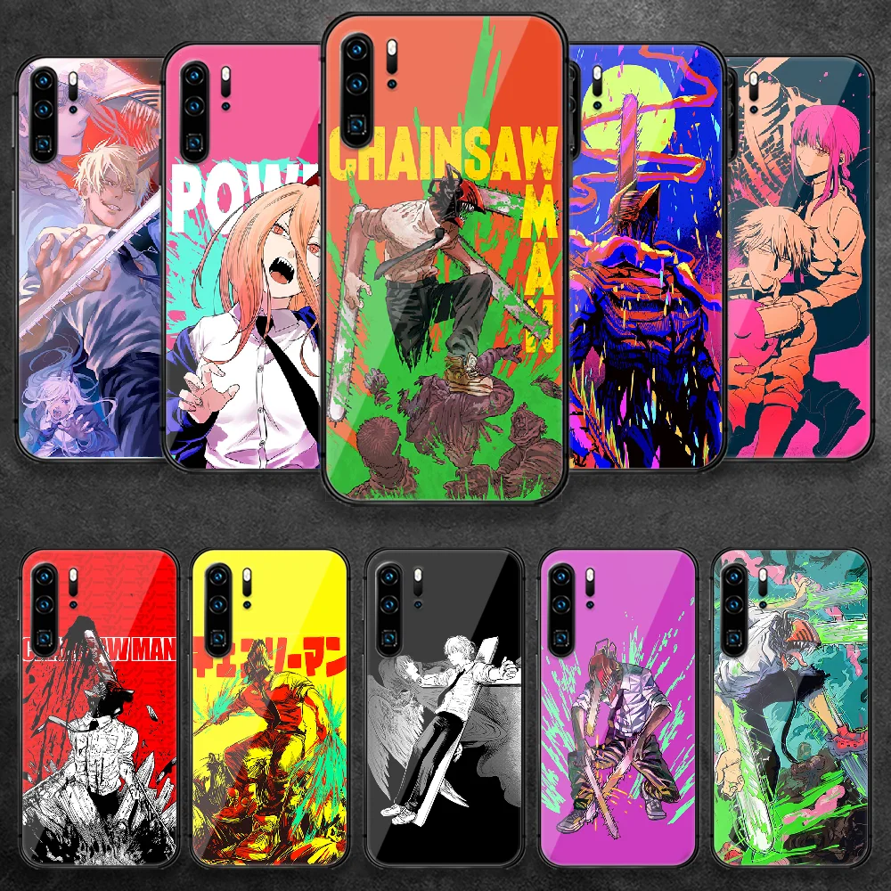 

Chainsaw Man Anime Manga Tempered Glass Phone Case For Huawei Honor Nova 5T P 10 20 30 40 50 7 8 9 i Smart A X Pro Lite Cover