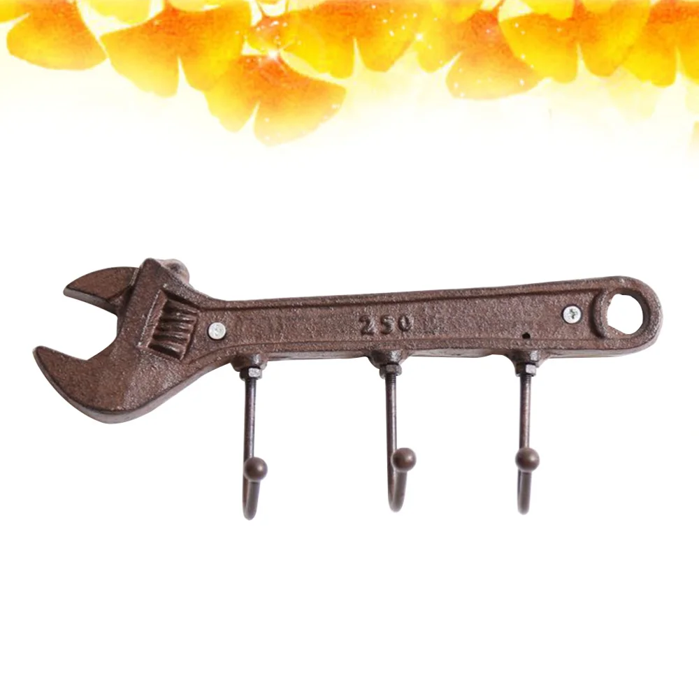 

Vintage Wall Hook Spanner-shaped Wall Hanger 3-Hook Coat Holder for Living Room Bedroom Decoration