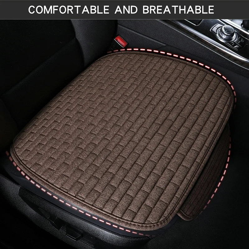 

Flax Car Seat Cover Four Seasons Front Rear Linen Fabric Cushion Breathable Protector Mat Pad Auto accessories Universal Size