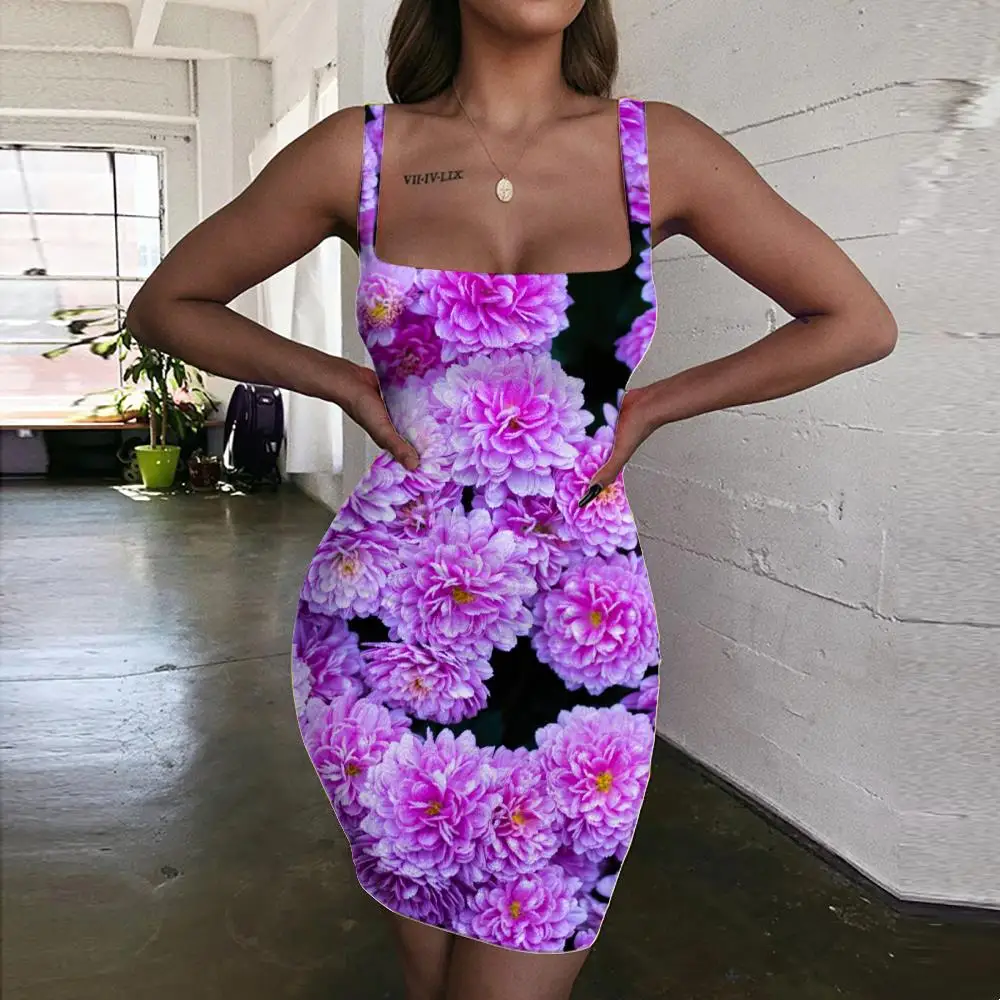 

Giyu Brand Flowers Dresses Women Natural Sundress Beautiful 3d Print Womens Clothing Party New Korean Style Fashion