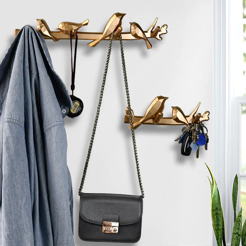 Настенная вешалка для одежды в гостиную креативный дизайн виде птицы крючок