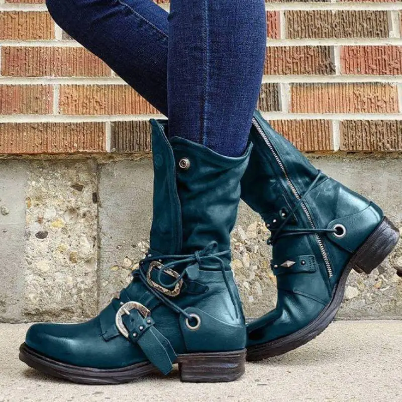 2021 New Winter Zipper Snow Boots Women Shoes Ankle Boots Shoes Wood Grain Square Heel Woman Ladies