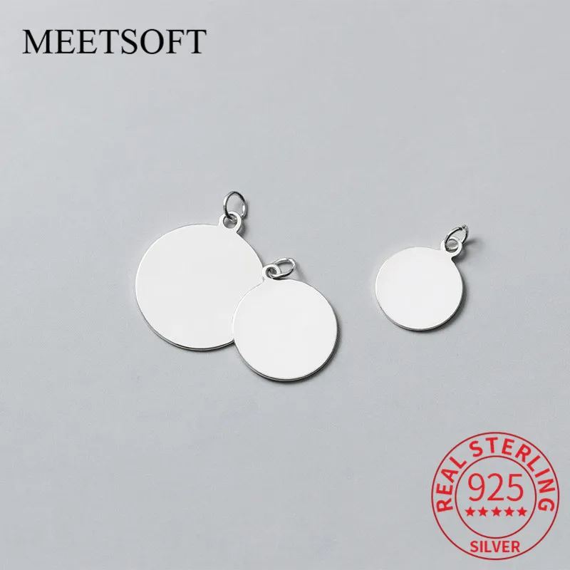 MEETSOFT романтический 2 шт./лот Стерлинговое Серебро 925 пробы глоссарий круглые