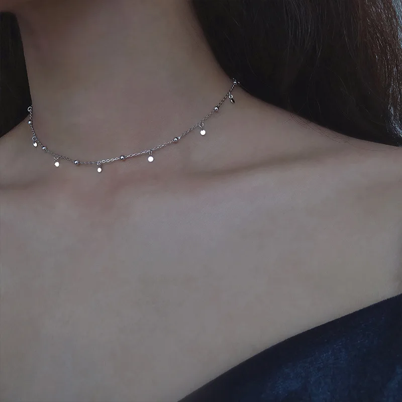 S925 Стерлинговое Серебро цепочка с кисточкой на шею простое студенческое