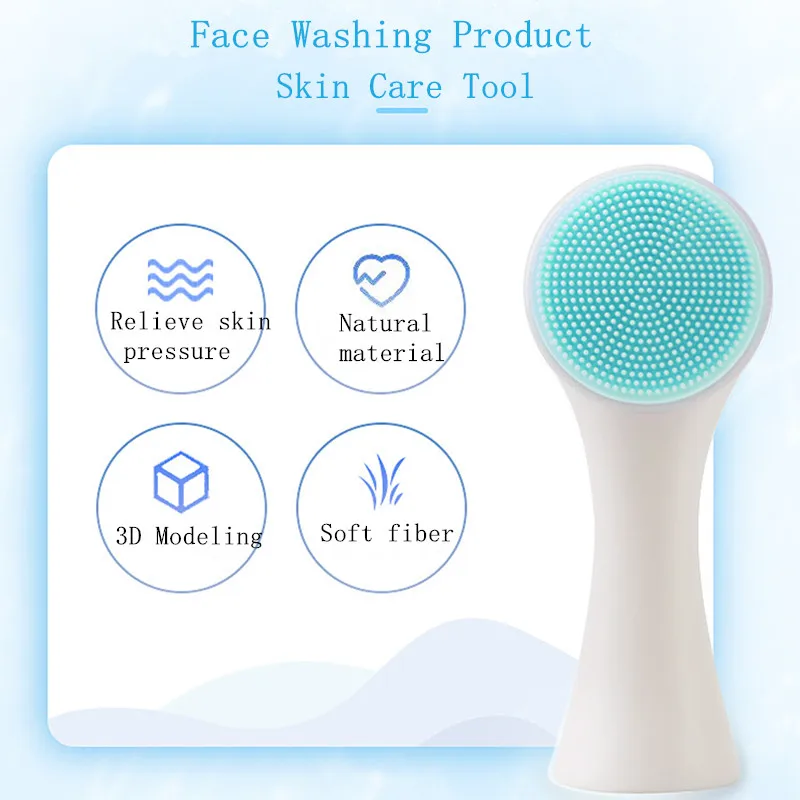 

Double-sided silica gel cleansing brush soft fiber cleansing brush portable facial massage skin care tool