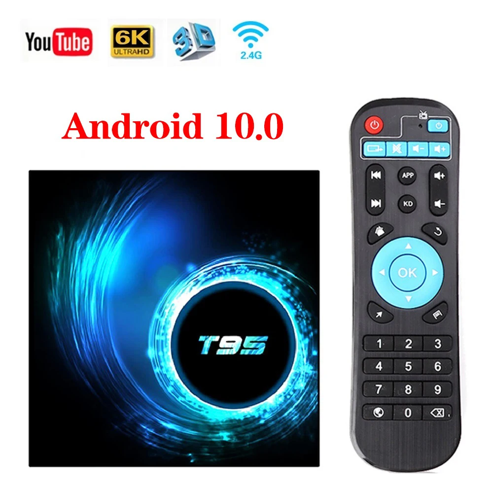 Сетевая приставка T95 ТВ Android 10 4 ГБ 32 Allwinner H616 четырехъядерный H.265 4K 60fps медиаплеер 2