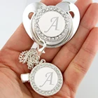 Силиконовая соска-пустышка для младенцев, серебристая, 26 именей, на зажимах, для детей 0-12 месяцев, Соска-пустышка, без бисфенола А, дропшиппинг